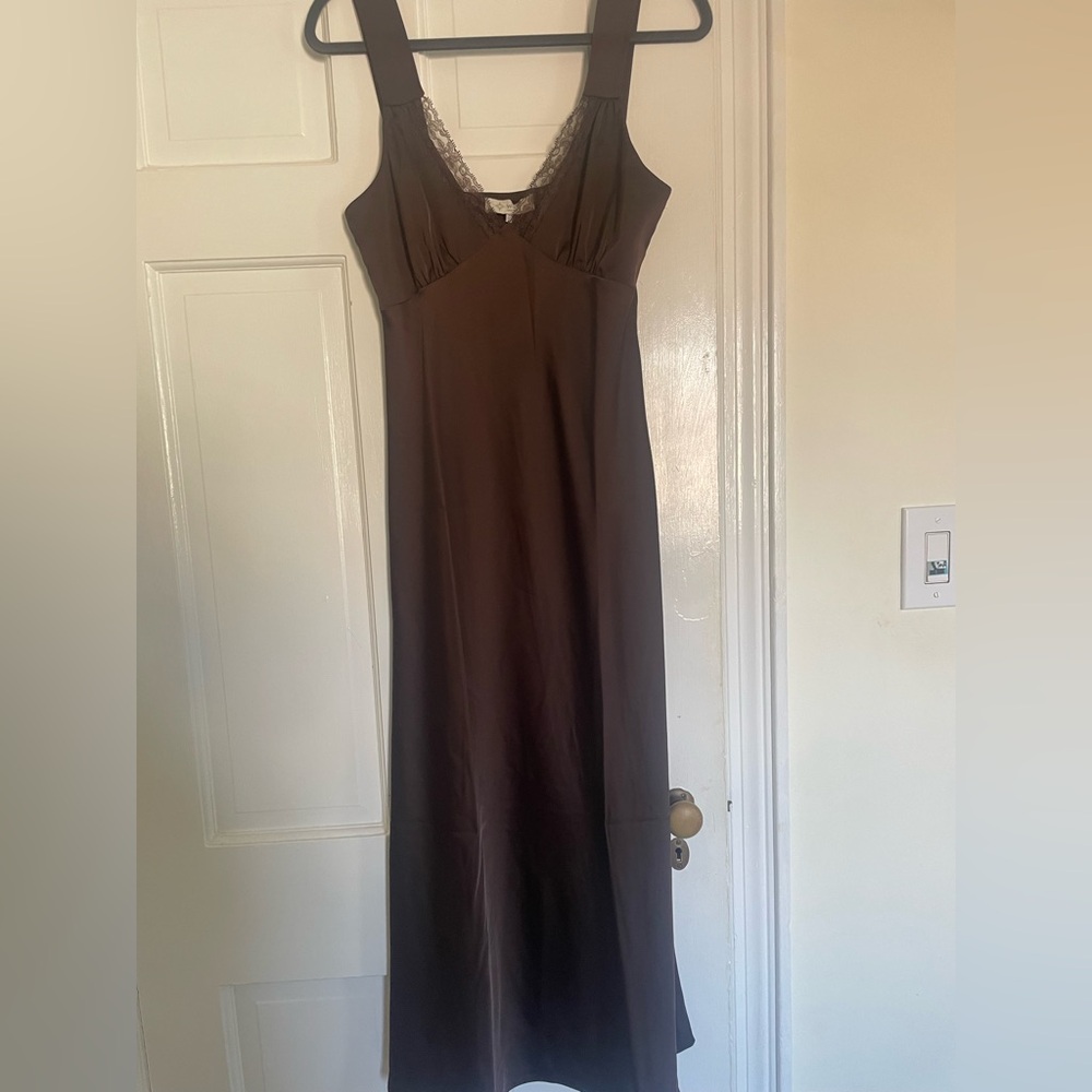 Wayf Chocolate Brown Chic Slip Dress